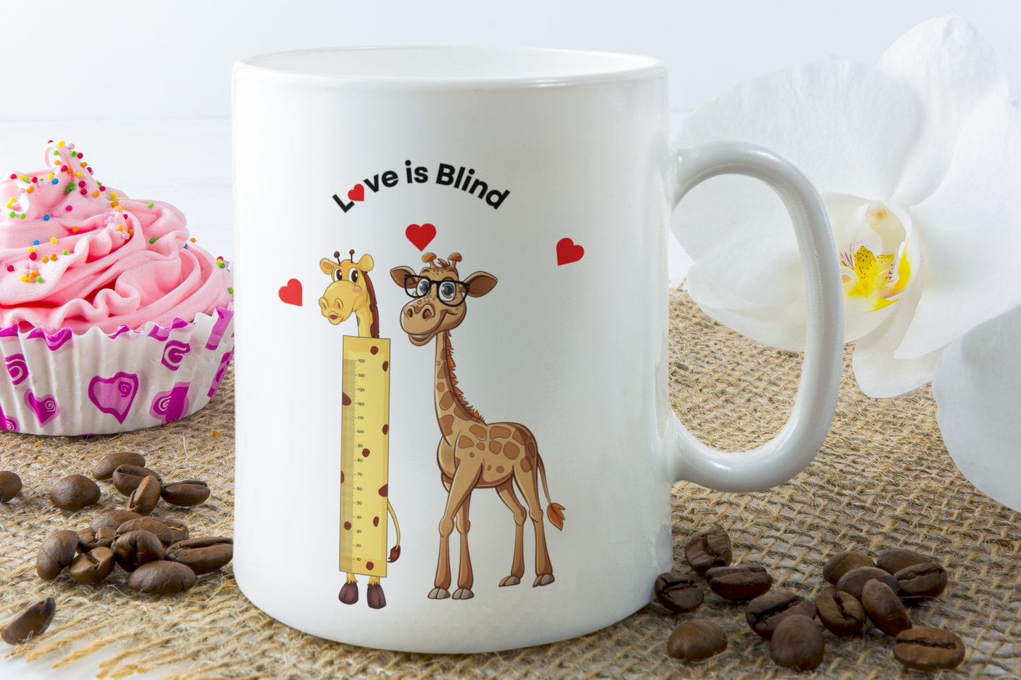 Comical Giraffe Mug "Love is Blind"