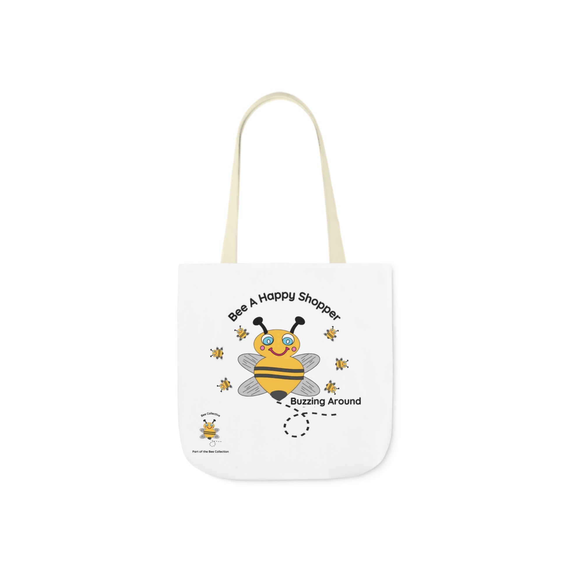 Cute Bee Tote Bag Beige Handles