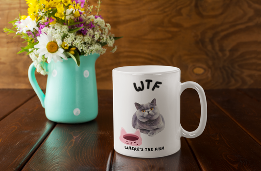 Humorous Grey Cat Mug